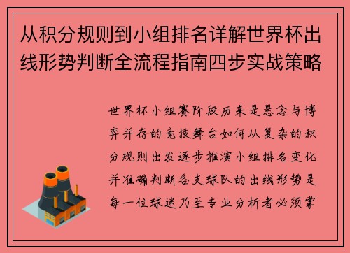 从积分规则到小组排名详解世界杯出线形势判断全流程指南四步实战策略